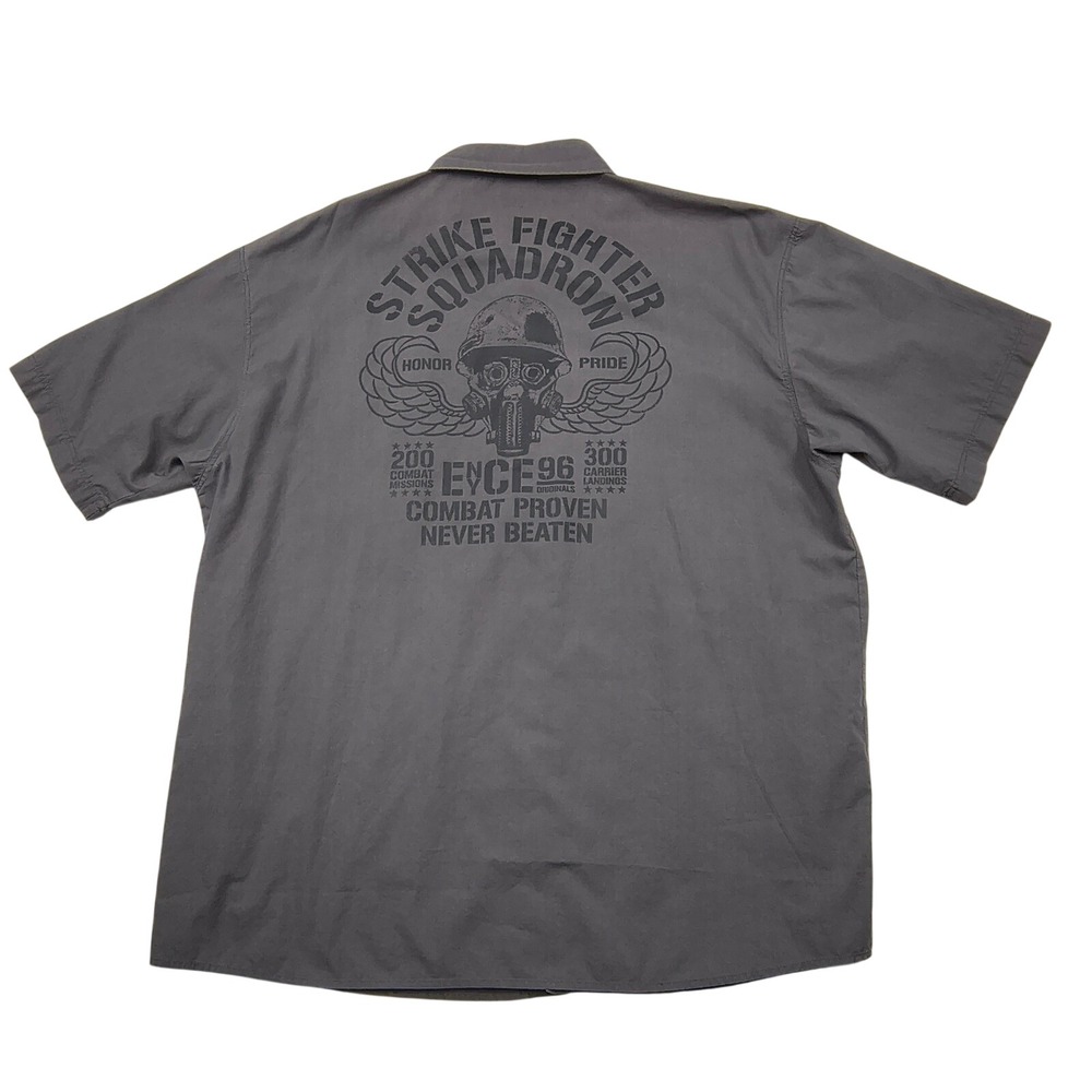 Enyce Strike Fighter Squadron Graphic Shirt Mens 4X Grey Button Down Sean Combs
